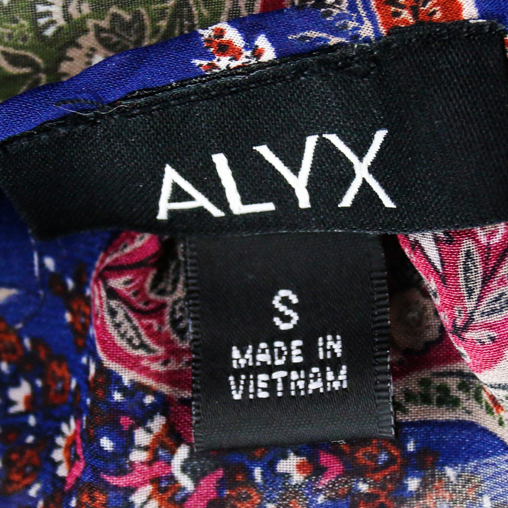 Alyx Women’s Navy Blue Leaf Print Blouse Long Sleeve Cami Style NWT - Picture 7 of 8